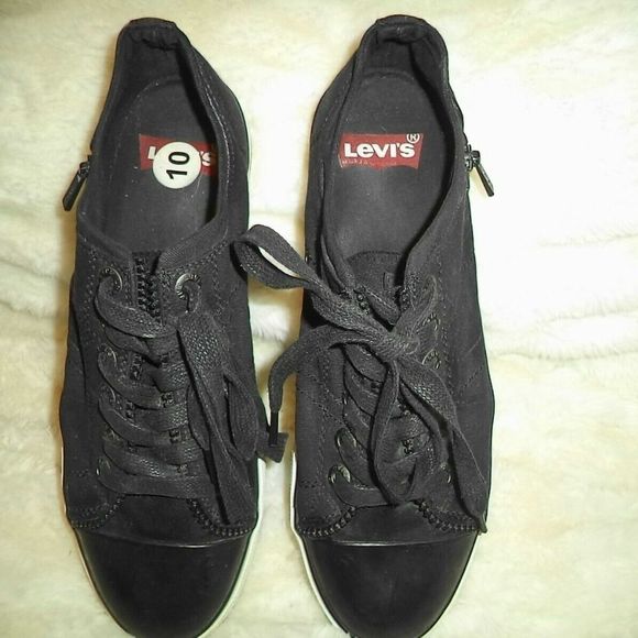 LEVIS SNEAKERS CANVAS LOW CASUAL SKATE SHOES ZIP EX RED TAB BLACK~MENS SIZE 10 - Picture 5 of 8